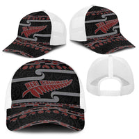 New Zealand Christmas Baseball Net Cap Meri Kirihimete Silver Fern Knit Style Red Color - Polynesian Pride