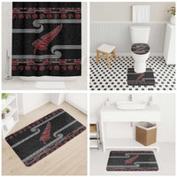 New Zealand Christmas Bathroom Set Meri Kirihimete Silver Fern Knit Style Red Color - Polynesian Pride
