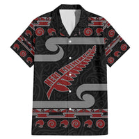 New Zealand Christmas Family Matching Mermaid Dress and Hawaiian Shirt Meri Kirihimete Silver Fern Knit Style Red Color - Polynesian Pride