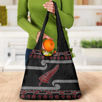 New Zealand Christmas Grocery Bag Meri Kirihimete Silver Fern Knit Style Red Color - Polynesian Pride