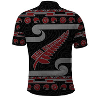 New Zealand Christmas Polo Shirt Meri Kirihimete Silver Fern Knit Style Red Color - Polynesian Pride
