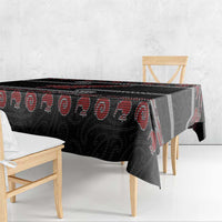 New Zealand Christmas Tablecloth Meri Kirihimete Silver Fern Knit Style Red Color - Polynesian Pride