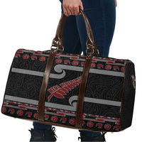 New Zealand Christmas Travel Bag Meri Kirihimete Silver Fern Knit Style Red Color - Polynesian Pride