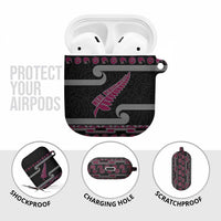 New Zealand Christmas AirPods Case Meri Kirihimete Silver Fern Knit Style Pink Color - Polynesian Pride