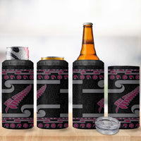 New Zealand Christmas 4 in 1 Can Cooler Tumbler Meri Kirihimete Silver Fern Knit Style Pink Color - Polynesian Pride