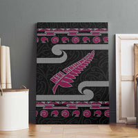 New Zealand Christmas Canvas Wall Art Meri Kirihimete Silver Fern Knit Style Pink Color - Polynesian Pride