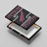 New Zealand Christmas Canvas Wall Art Meri Kirihimete Silver Fern Knit Style Pink Color - Polynesian Pride
