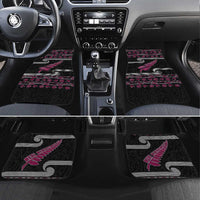New Zealand Christmas Car Mats Meri Kirihimete Silver Fern Knit Style Pink Color - Polynesian Pride