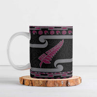 New Zealand Christmas Ceramic Mug Meri Kirihimete Silver Fern Knit Style Pink Color - Polynesian Pride