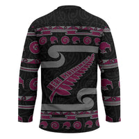 New Zealand Christmas Hockey Jersey Meri Kirihimete Silver Fern Knit Style Pink Color - Polynesian Pride