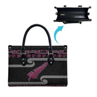 New Zealand Christmas Leather Bag Meri Kirihimete Silver Fern Knit Style Pink Color - Polynesian Pride