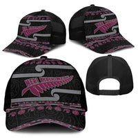 New Zealand Christmas Mesh Trucker Cap Meri Kirihimete Silver Fern Knit Style Pink Color - Polynesian Pride