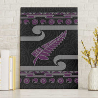 New Zealand Christmas Canvas Wall Art Meri Kirihimete Silver Fern Knit Style Purple Color - Polynesian Pride