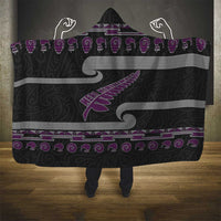 New Zealand Christmas Hooded Blanket Meri Kirihimete Silver Fern Knit Style Purple Color - Polynesian Pride