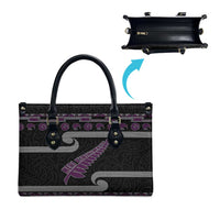 New Zealand Christmas Leather Bag Meri Kirihimete Silver Fern Knit Style Purple Color - Polynesian Pride