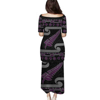 New Zealand Christmas Puletasi Meri Kirihimete Silver Fern Knit Style Purple Color - Polynesian Pride