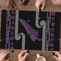 New Zealand Christmas Puzzle Meri Kirihimete Silver Fern Knit Style Purple Color - Polynesian Pride