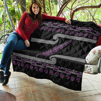 New Zealand Christmas Quilt Meri Kirihimete Silver Fern Knit Style Purple Color - Polynesian Pride