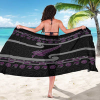 New Zealand Christmas Sarong Meri Kirihimete Silver Fern Knit Style Purple Color - Polynesian Pride