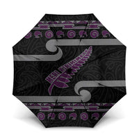 New Zealand Christmas Umbrella Meri Kirihimete Silver Fern Knit Style Purple Color - Polynesian Pride