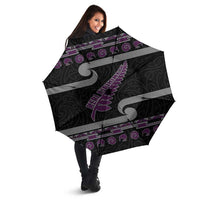 New Zealand Christmas Umbrella Meri Kirihimete Silver Fern Knit Style Purple Color - Polynesian Pride