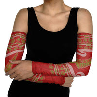 New Zealand Christmas Arm Sleeves Meri Kirihimete Silver Fern Knit Style Green Color - Polynesian Pride