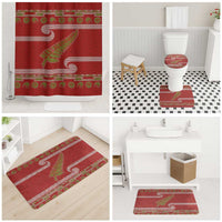 New Zealand Christmas Bathroom Set Meri Kirihimete Silver Fern Knit Style Green Color - Polynesian Pride