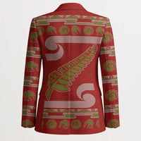New Zealand Christmas Blazer Meri Kirihimete Silver Fern Knit Style Green Color - Polynesian Pride