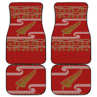 New Zealand Christmas Car Mats Meri Kirihimete Silver Fern Knit Style Green Color - Polynesian Pride