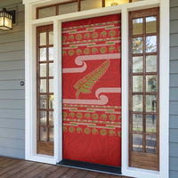 New Zealand Christmas Door Cover Meri Kirihimete Silver Fern Knit Style Green Color - Polynesian Pride