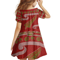 New Zealand Christmas Family Matching Off Shoulder Maxi Dress and Hawaiian Shirt Meri Kirihimete Silver Fern Knit Style Green Color - Polynesian Pride