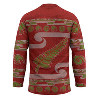 New Zealand Christmas Hockey Jersey Meri Kirihimete Silver Fern Knit Style Green Color - Polynesian Pride