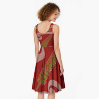 New Zealand Christmas Midi Dress Meri Kirihimete Silver Fern Knit Style Green Color - Polynesian Pride