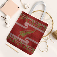 New Zealand Christmas Tote Bag Meri Kirihimete Silver Fern Knit Style Green Color - Polynesian Pride