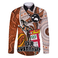 fiji-australia-rugby-family-matching-off-shoulder-long-sleeve-dress-and-hawaiian-shirt-kangaroo-and-palm-tree-orange-tapa-pattern-mix-aboriginal