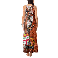 Fiji Australia Rugby Tank Maxi Dress Kangaroo and Palm Tree Orange Tapa Pattern Mix Aboriginal LT03 - Polynesian Pride