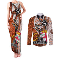 personalised-fiji-australia-rugby-couples-matching-tank-maxi-dress-and-long-sleeve-button-shirts-kangaroo-and-palm-tree-orange-tapa-pattern-mix-aboriginal