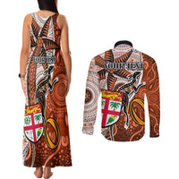 personalised-fiji-australia-rugby-couples-matching-tank-maxi-dress-and-long-sleeve-button-shirts-kangaroo-and-palm-tree-orange-tapa-pattern-mix-aboriginal