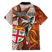 Personalised Fiji Australia Rugby Hawaiian Shirt Kangaroo and Palm Tree Orange Tapa Pattern Mix Aboriginal LT03 - Polynesian Pride
