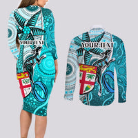 personalised-fiji-australia-rugby-couples-matching-long-sleeve-bodycon-dress-and-long-sleeve-button-shirts-kangaroo-and-palm-tree-blue-tapa-pattern-mix-aboriginal