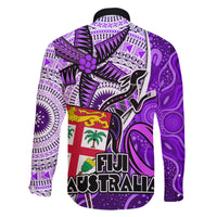 fiji-australia-rugby-family-matching-off-shoulder-maxi-dress-and-hawaiian-shirt-kangaroo-and-palm-tree-purple-tapa-pattern-mix-aboriginal