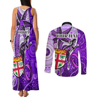 personalised-fiji-australia-rugby-couples-matching-tank-maxi-dress-and-long-sleeve-button-shirts-kangaroo-and-palm-tree-purple-tapa-pattern-mix-aboriginal