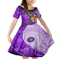 personalised-fiji-australia-rugby-family-matching-mermaid-dress-and-hawaiian-shirt-kangaroo-and-palm-tree-purple-tapa-pattern-mix-aboriginal