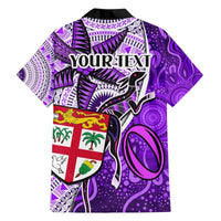 Personalised Fiji Australia Rugby Hawaiian Shirt Kangaroo and Palm Tree Purple Tapa Pattern Mix Aboriginal LT03 - Polynesian Pride