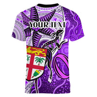 personalised-fiji-australia-rugby-women-v-neck-t-shirt-kangaroo-and-palm-tree-purple-tapa-pattern-mix-aboriginal