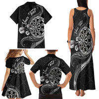 Personalised Niue Darts Masters Family Matching Tank Maxi Dress and Hawaiian Shirt Tribal Hiapo Dartboard - Polynesian Pride