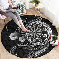 Personalised Niue Darts Masters Round Carpet Tribal Hiapo Dartboard - Polynesian Pride