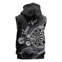 Personalised Niue Darts Masters Sleeveless Hoodie Tribal Hiapo Dartboard - Polynesian Pride
