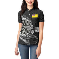 Personalised Niue Darts Masters Women Polo Shirt Tribal Hiapo Dartboard - Polynesian Pride