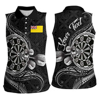 Personalised Niue Darts Masters Women Sleeveless Polo Shirt Tribal Hiapo Dartboard LT03 - Polynesian Pride